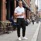 Pantalones de carga casuales con cordón para hombre