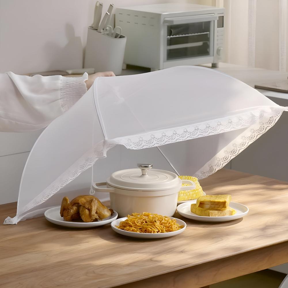 Protector de alimentos plegable de malla