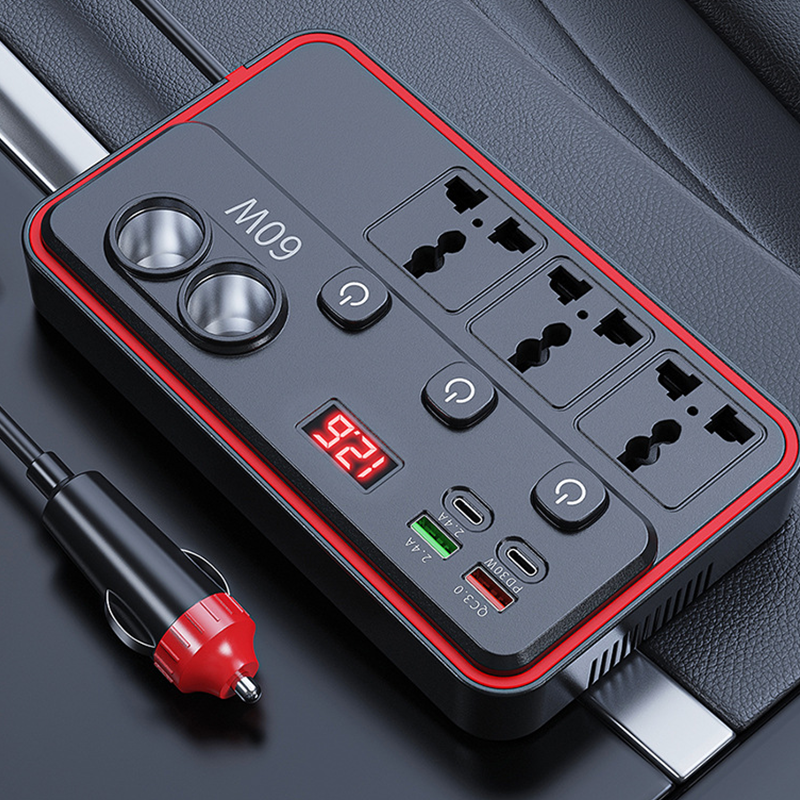 🚗 Cargador multifuncional para coche con tomas de CA y USB 🔌