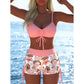 Conjunto de bikini con cordón ajustable y shorts tipo bóxer para mujer
