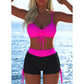 Conjunto de bikini con cordón ajustable y shorts tipo bóxer para mujer
