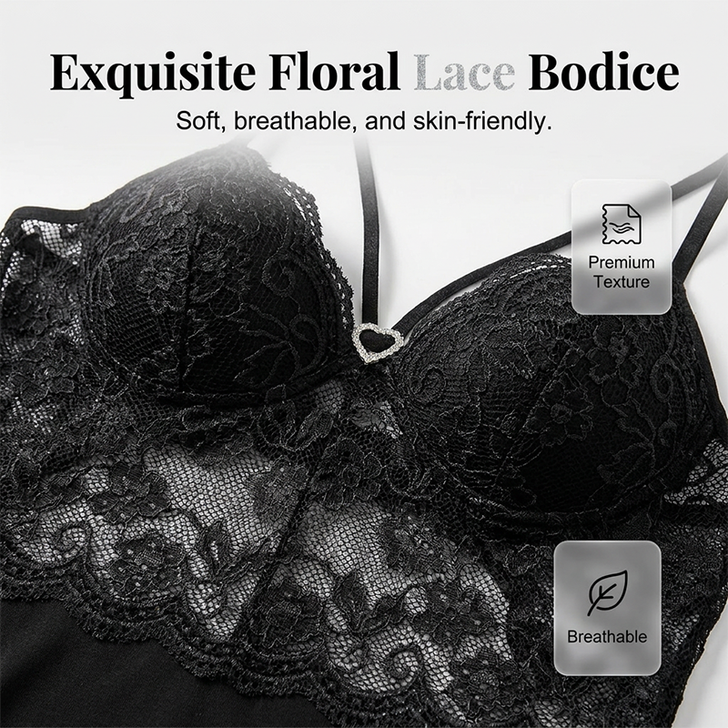 Camisón sexy de tirantes para mujer con detalle de tiras
