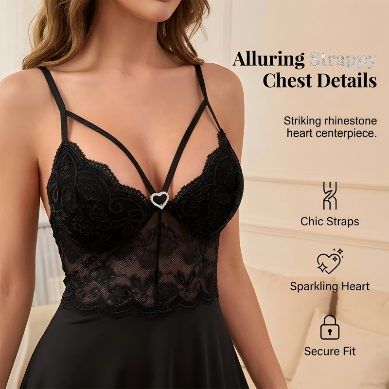 Camisón sexy de tirantes para mujer con detalle de tiras