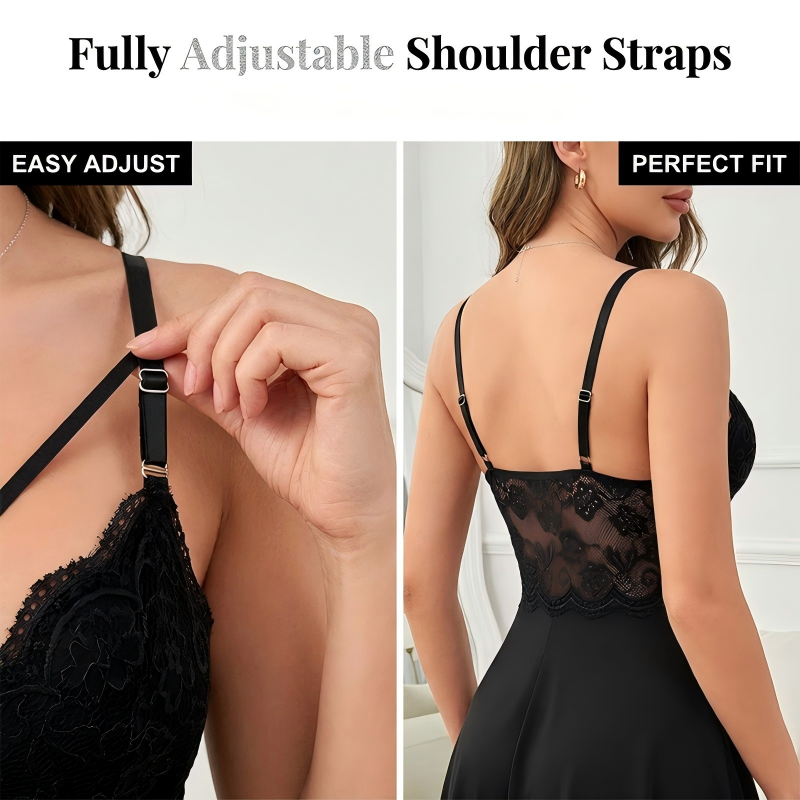Camisón sexy de tirantes para mujer con detalle de tiras