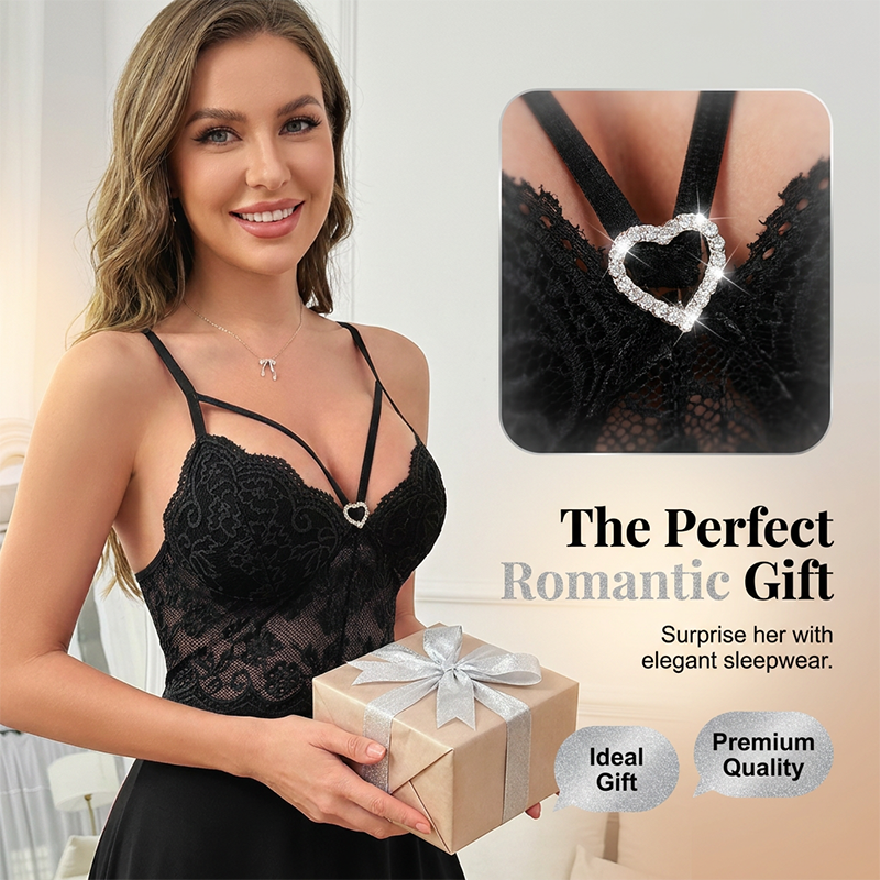 Camisón sexy de tirantes para mujer con detalle de tiras