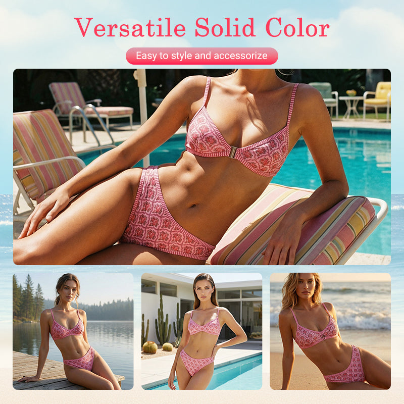 Bikini sin espalda con estampado de azulejos de estilo boho