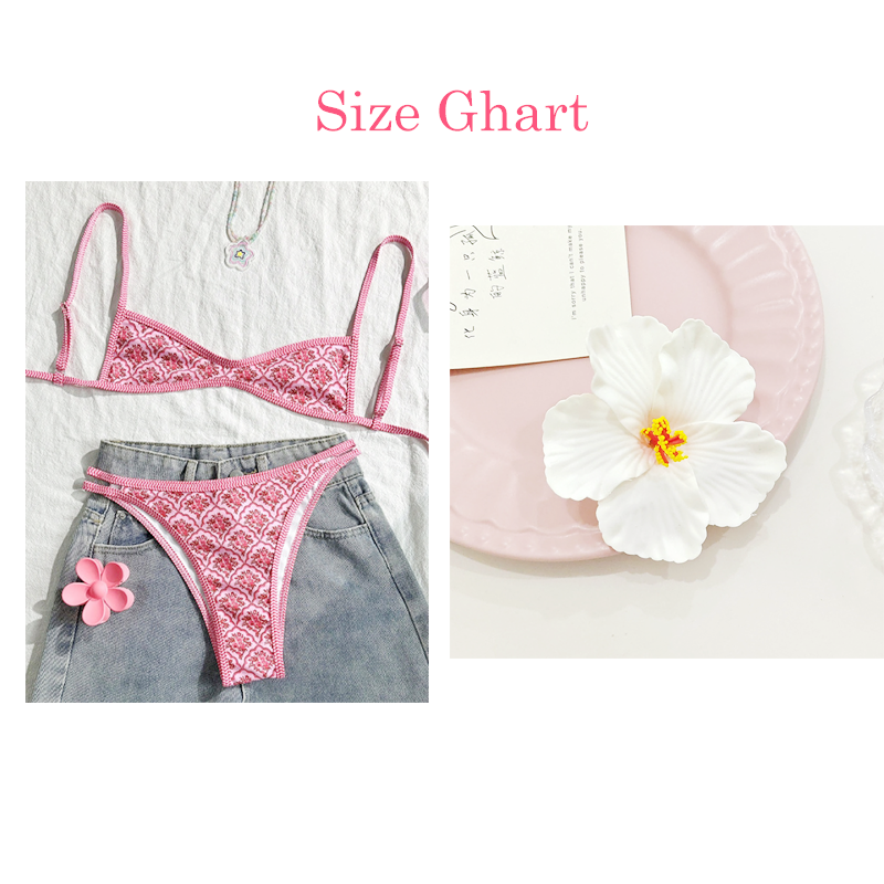 Bikini sin espalda con estampado de azulejos de estilo boho
