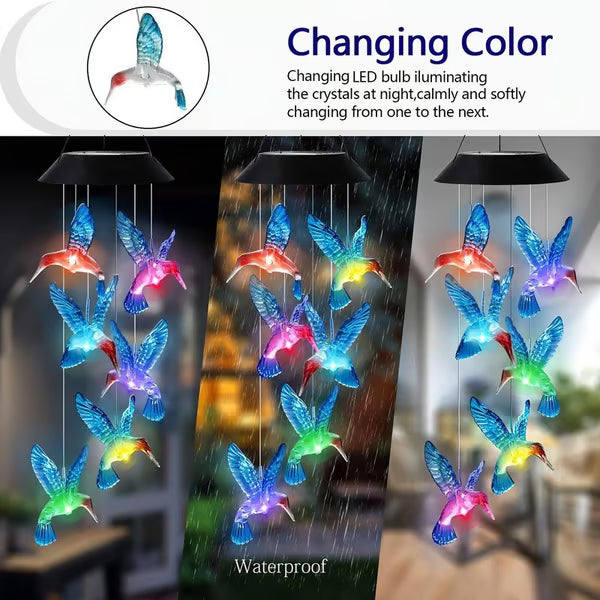 🦋 Mejore su jardín - ✨Creative Bird Design Solar Wind Chimes