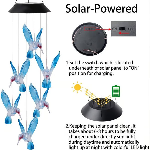 🦋 Mejore su jardín - ✨Creative Bird Design Solar Wind Chimes