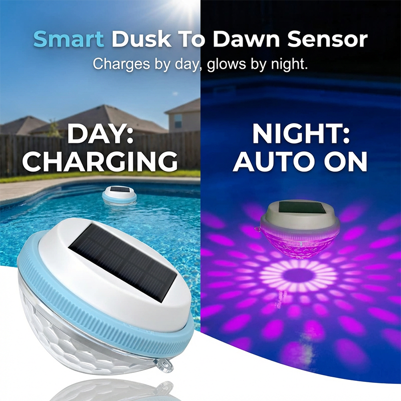 Luz flotante LED solar para piscina