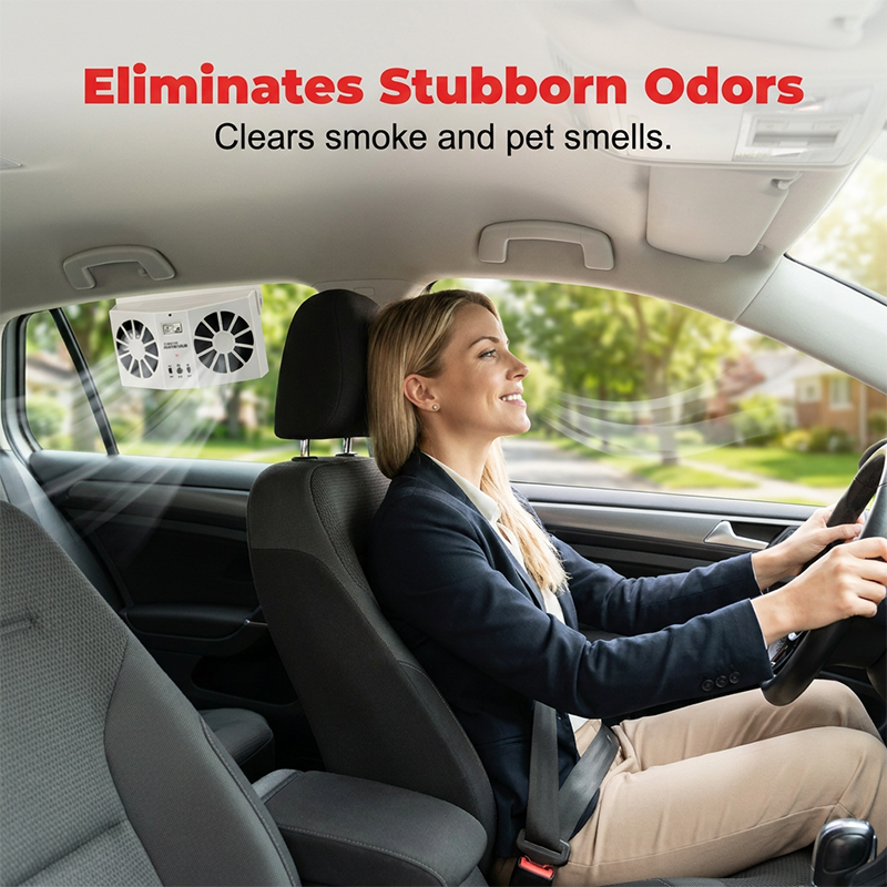 ⏳Oferta Especial por Tiempo Limitado⏰Ventilador de Escape para Auto Energía Solar – Doble Turbo Ventilación y Pantalla de Temperatura☀️