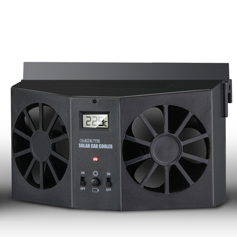 ⏳Oferta Especial por Tiempo Limitado⏰Ventilador de Escape para Auto Energía Solar – Doble Turbo Ventilación y Pantalla de Temperatura☀️