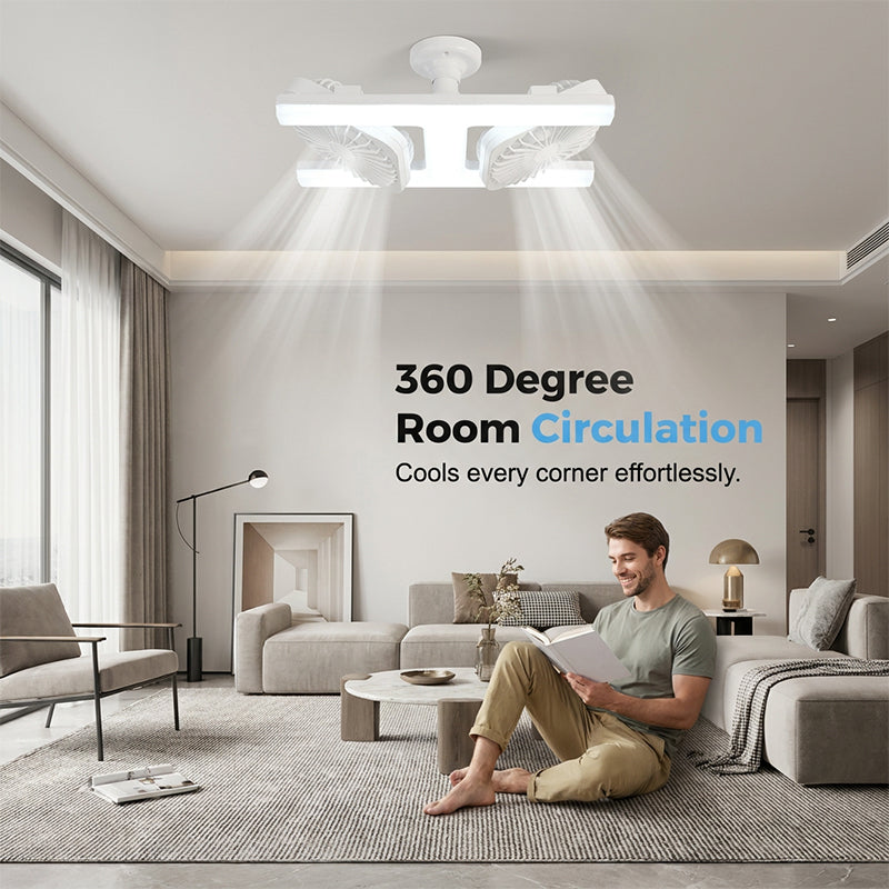 🌬️✨Ventilador de techo doble cabezal con luz LED – diseño moderno con control remoto para sala y dormitorio