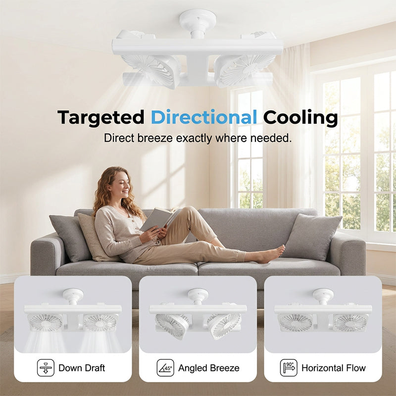 🌬️✨Ventilador de techo doble cabezal con luz LED – diseño moderno con control remoto para sala y dormitorio