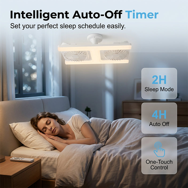 🌬️✨Ventilador de techo doble cabezal con luz LED – diseño moderno con control remoto para sala y dormitorio