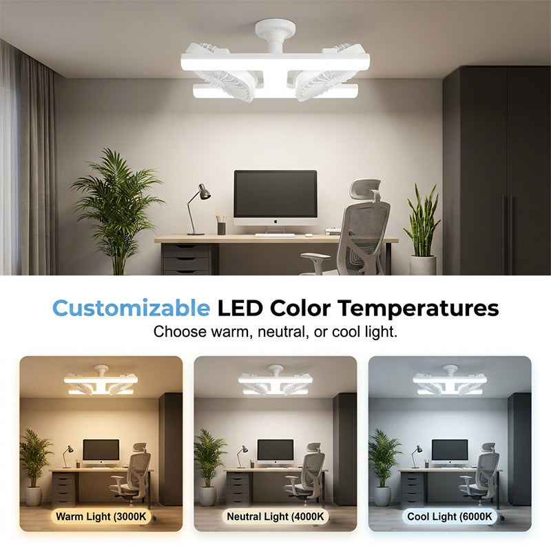 🌬️✨Ventilador de techo doble cabezal con luz LED – diseño moderno con control remoto para sala y dormitorio