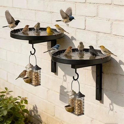 Bañera para Aves Metálica de Pared – Acabado Bronce Antiguo 🐦🛁🧱🏡