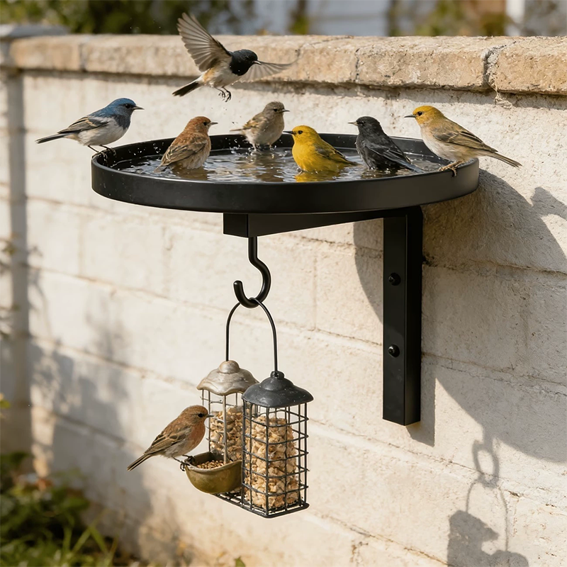 Bañera para Aves Metálica de Pared – Acabado Bronce Antiguo 🐦🛁🧱🏡