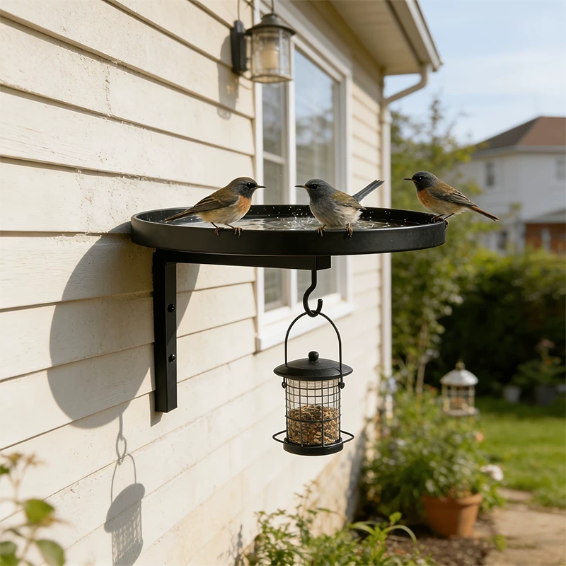 Bañera para Aves Metálica de Pared – Acabado Bronce Antiguo 🐦🛁🧱🏡