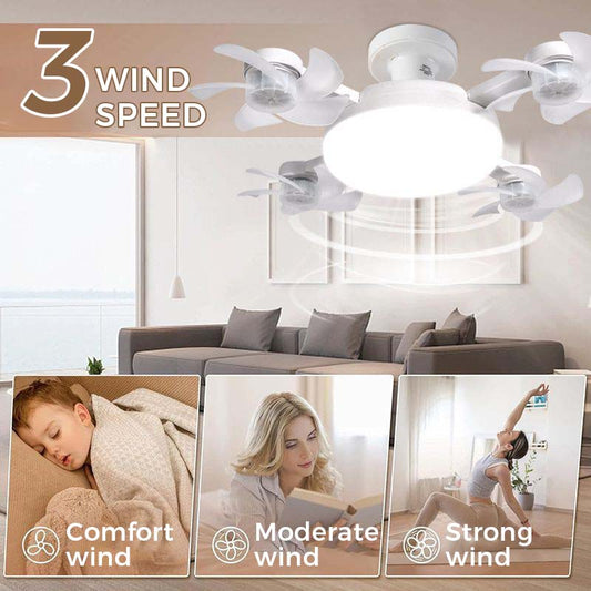 🌀 ¡55% DE DESCUENTO! 💡 Ventilador de techo con base E27 – Ventilador LED 2 en 1 silencioso con mando a distancia – Refrigeración e iluminación en un solo aparato 🏠