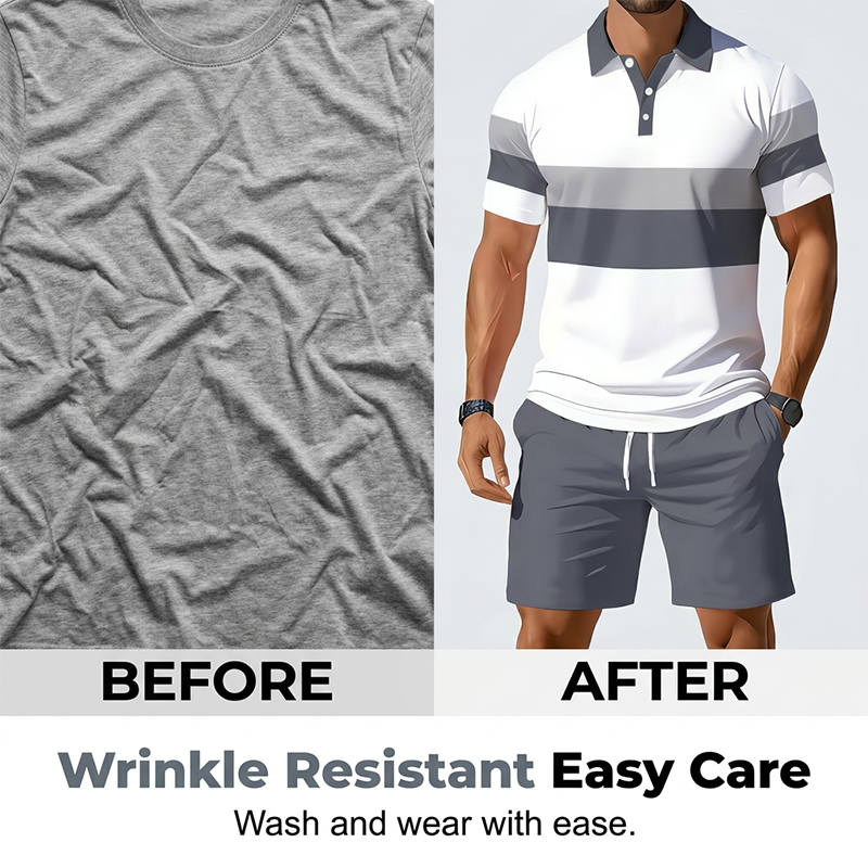 👕 Conjunto de camisa y pantalones cortos 2 piezas para hombre – cómodo, transpirable y versátil para verano, ocio y viajes ☀️🩳