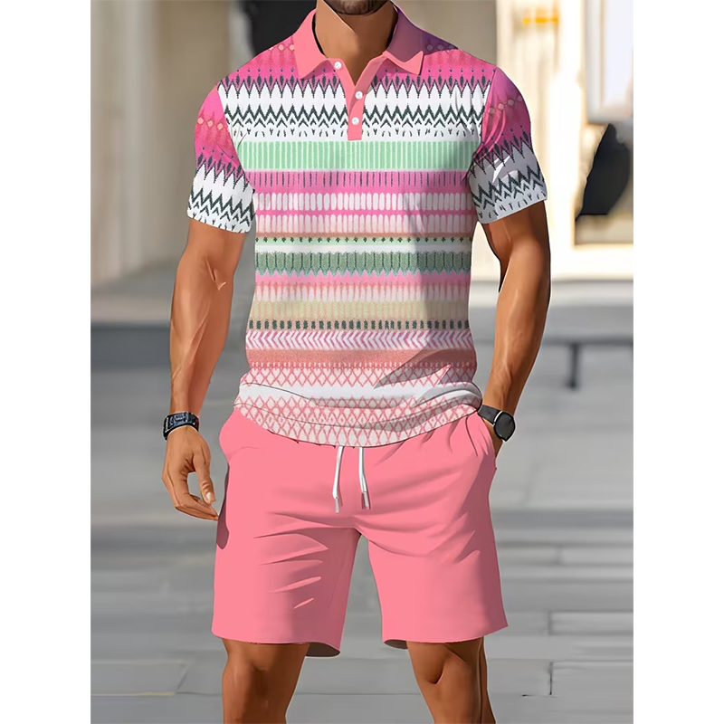 👕 Conjunto de camisa y pantalones cortos 2 piezas para hombre – cómodo, transpirable y versátil para verano, ocio y viajes ☀️🩳