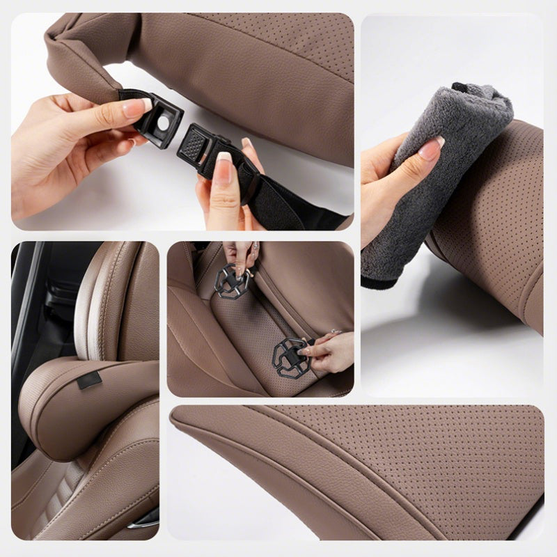 🏆 ¡OFERTA LIMITADA 50% DESCUENTO! 🚗 Juego de reposacabezas y soporte lumbar ergonómico para asientos de coche