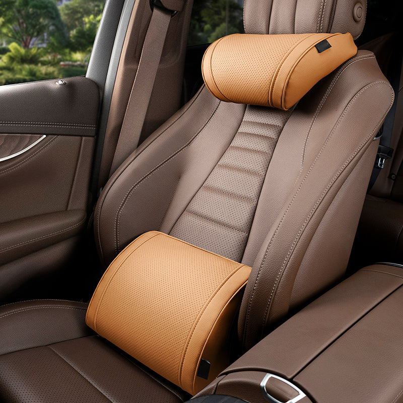🏆 ¡OFERTA LIMITADA 50% DESCUENTO! 🚗 Juego de reposacabezas y soporte lumbar ergonómico para asientos de coche