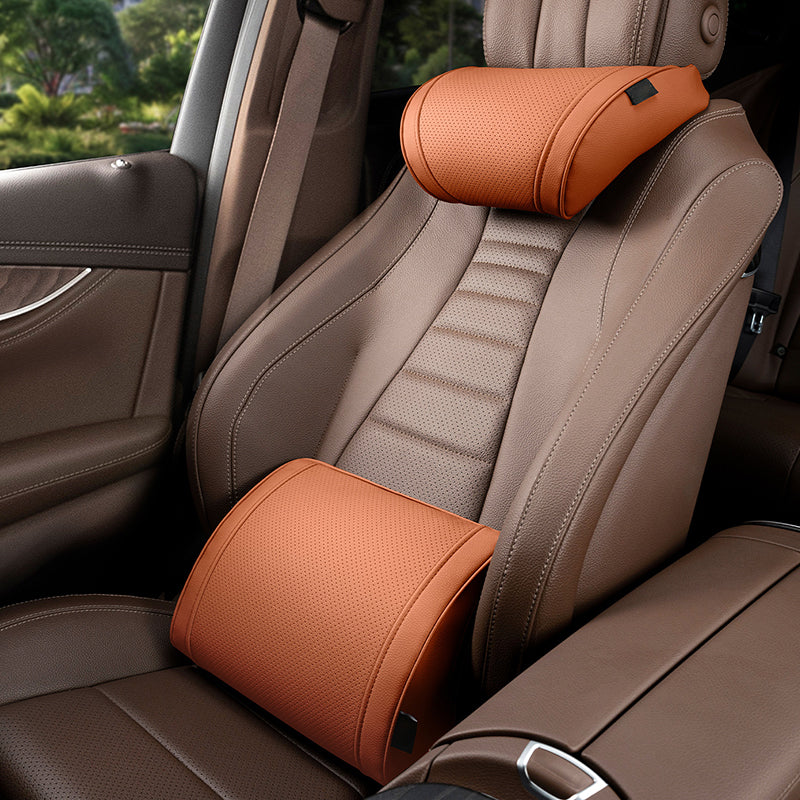 🏆 ¡OFERTA LIMITADA 50% DESCUENTO! 🚗 Juego de reposacabezas y soporte lumbar ergonómico para asientos de coche