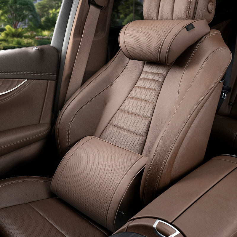 🏆 ¡OFERTA LIMITADA 50% DESCUENTO! 🚗 Juego de reposacabezas y soporte lumbar ergonómico para asientos de coche