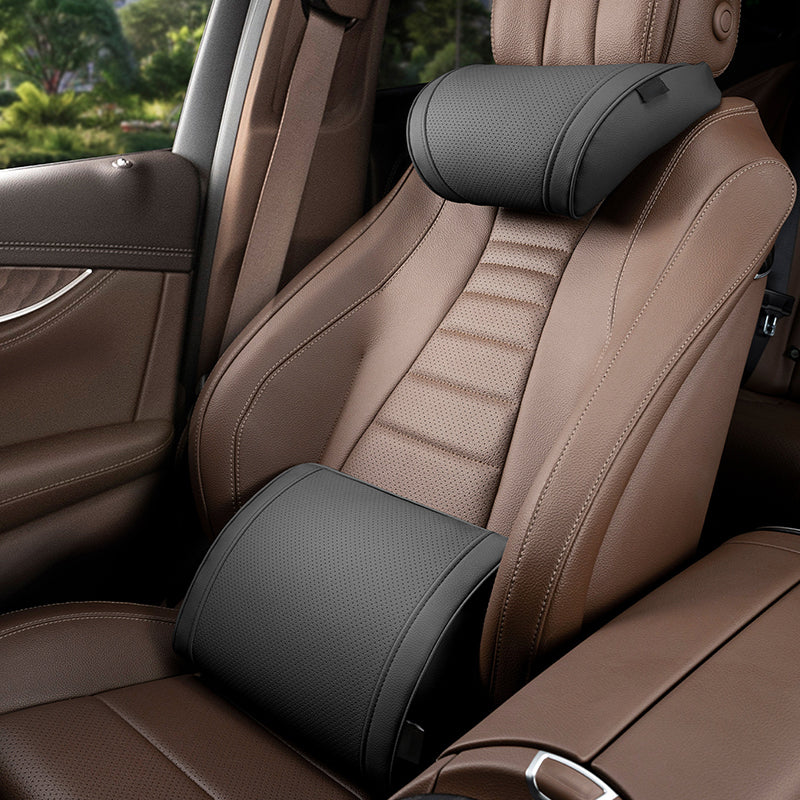 🏆 ¡OFERTA LIMITADA 50% DESCUENTO! 🚗 Juego de reposacabezas y soporte lumbar ergonómico para asientos de coche