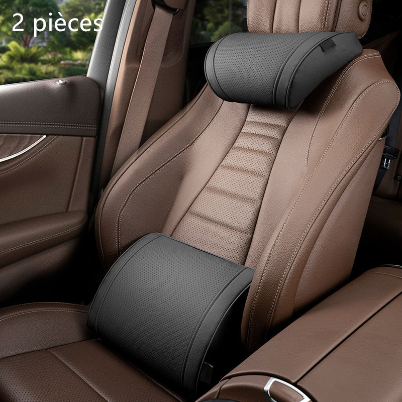 🏆 ¡OFERTA LIMITADA 50% DESCUENTO! 🚗 Juego de reposacabezas y soporte lumbar ergonómico para asientos de coche