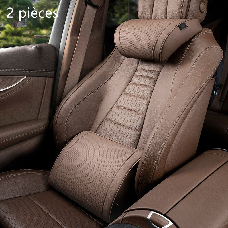 🏆 ¡OFERTA LIMITADA 50% DESCUENTO! 🚗 Juego de reposacabezas y soporte lumbar ergonómico para asientos de coche