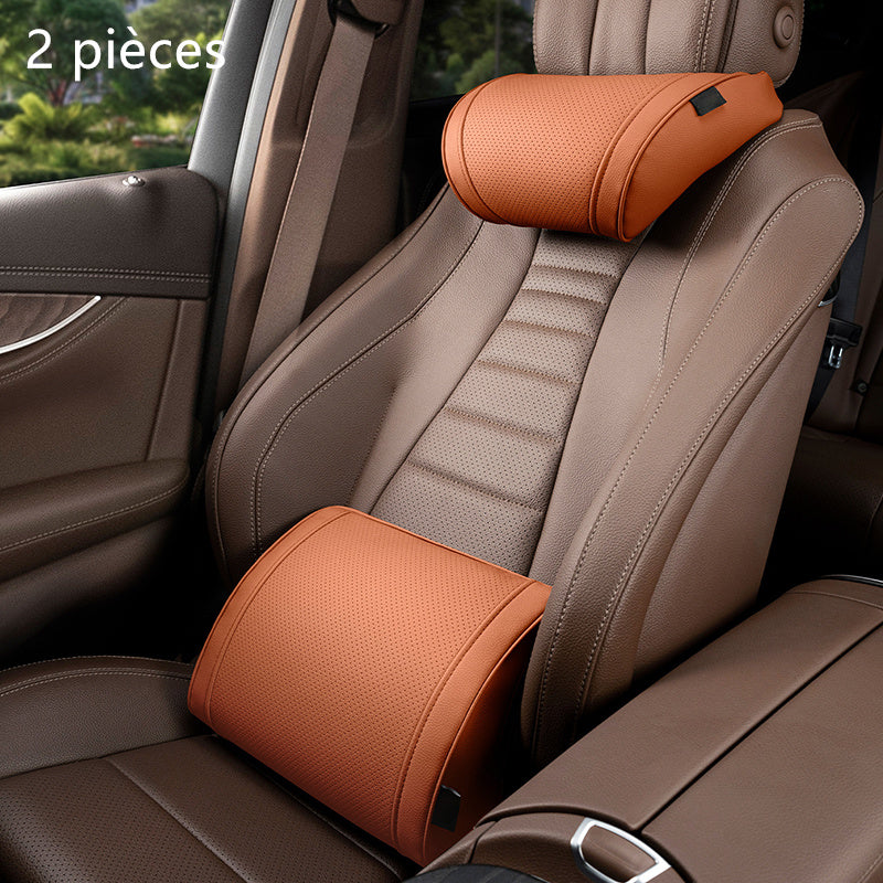 🏆 ¡OFERTA LIMITADA 50% DESCUENTO! 🚗 Juego de reposacabezas y soporte lumbar ergonómico para asientos de coche