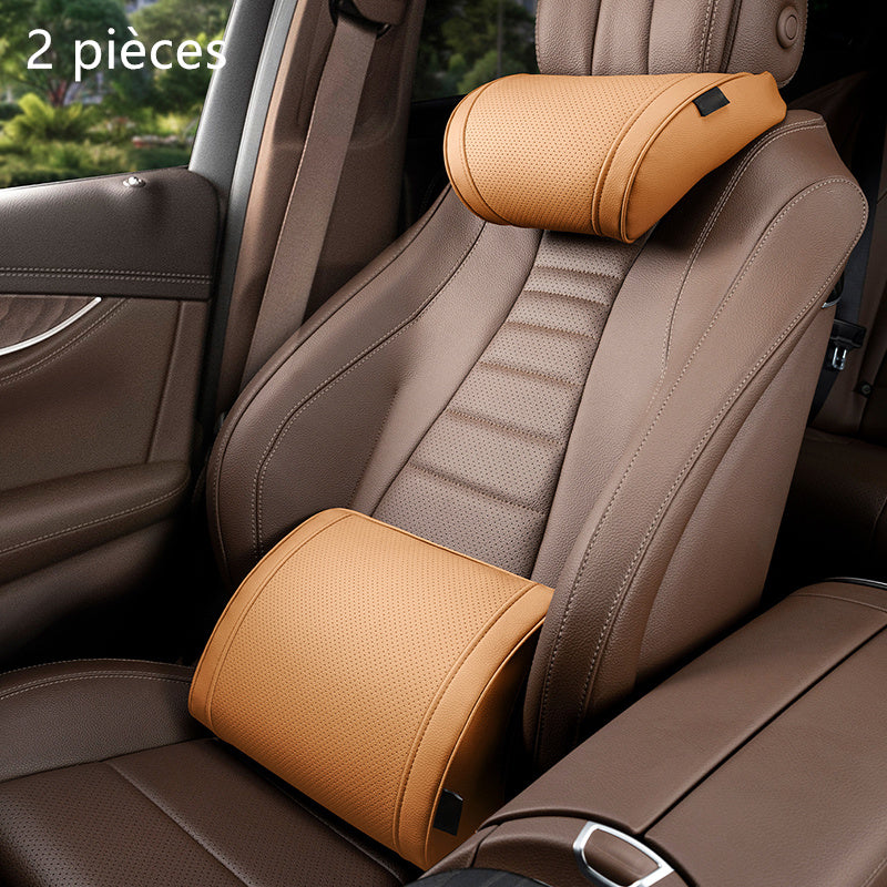 🏆 ¡OFERTA LIMITADA 50% DESCUENTO! 🚗 Juego de reposacabezas y soporte lumbar ergonómico para asientos de coche
