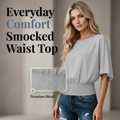 Blusa de manga dolman para mujer con cinturón fruncido