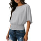 Blusa de manga dolman para mujer con cinturón fruncido