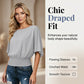 Blusa de manga dolman para mujer con cinturón fruncido