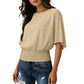 Blusa de manga dolman para mujer con cinturón fruncido