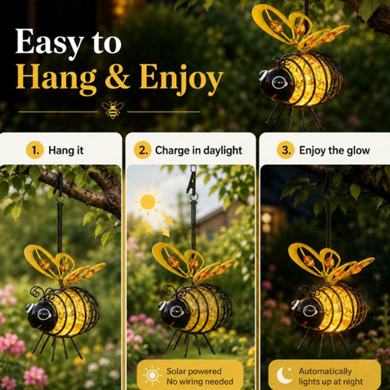 🐝Luz Solar de Abeja Colgante para Exterior - Regalo Ideal para Amantes de Plantas, Madres o Cualquier Persona Alegre❤️