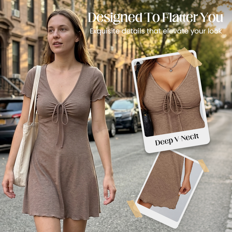 👗🔥 ¡50% DE DESCUENTO! Vestido mini ajustado para mujer con escote en V – Moldea la figura, elegante e ideal para fiestas, citas y eventos nocturnos ✨