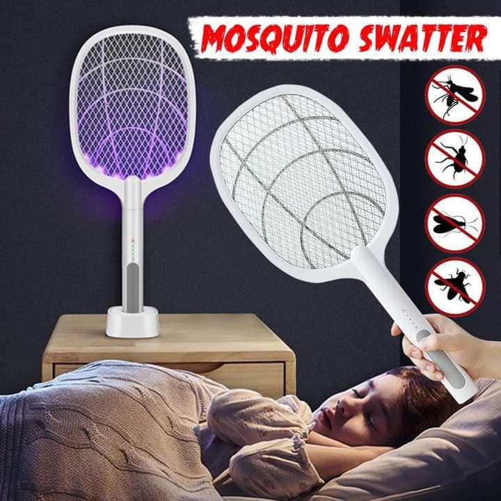 Matamosquitos eléctrico 2 en 1 🦟 | ⚡ Alto voltaje 3000V | 🧴 Soporte manos libres | 🏠 Cocina, terraza y camping