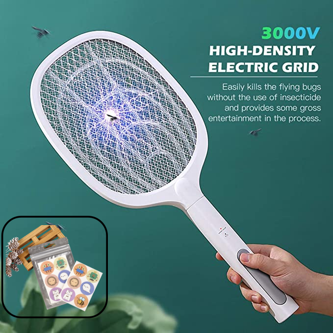 Matamosquitos eléctrico 2 en 1 🦟 | ⚡ Alto voltaje 3000V | 🧴 Soporte manos libres | 🏠 Cocina, terraza y camping