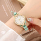 Reloj de mujer elegante de banda fina, reloj de pulsera de cuero vintage de cuarzo