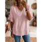 💖¡ÚLTIMO DÍA DE OFERTA !!💖 Camiseta boho de cuello en V para mujer con bordes desgastados 🌿 – Corte holgado, top veraniego transpirable de algodón suave 👚