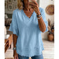 💖¡ÚLTIMO DÍA DE OFERTA !!💖 Camiseta boho de cuello en V para mujer con bordes desgastados 🌿 – Corte holgado, top veraniego transpirable de algodón suave 👚