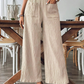 👖 ¡50% DE DESCUENTO AHORA!🌿 Pantalones casuales unisólidos para mujer, corte holgado – tiro alto, pierna ancha y textura arrugada – Pantalones cómodos para descanso ✨