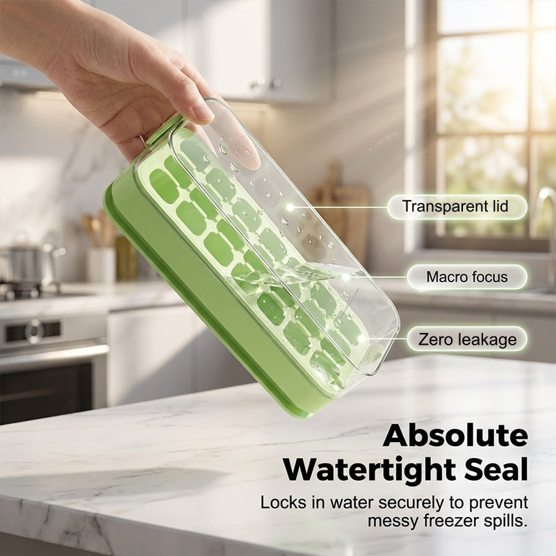 🌞¡Dale un toque primaveral con un 50 % de descuento!🧊Molde para cubitos de hielo a prueba de fugas con tapa: molde de silicona apto para uso alimentario con un sencillo sistema de apertura a presión