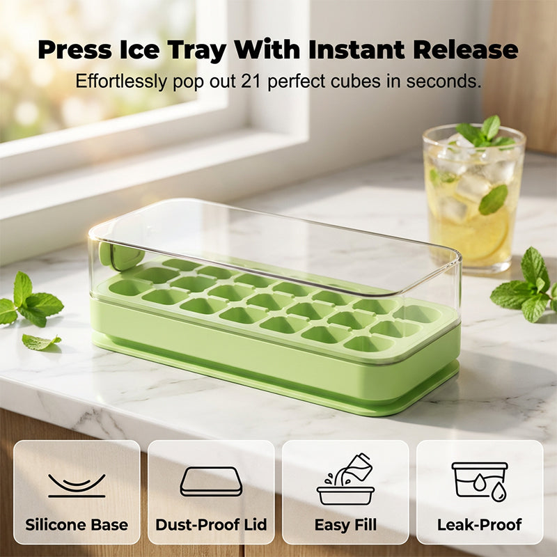 🌞¡Dale un toque primaveral con un 50 % de descuento!🧊Molde para cubitos de hielo a prueba de fugas con tapa: molde de silicona apto para uso alimentario con un sencillo sistema de apertura a presión