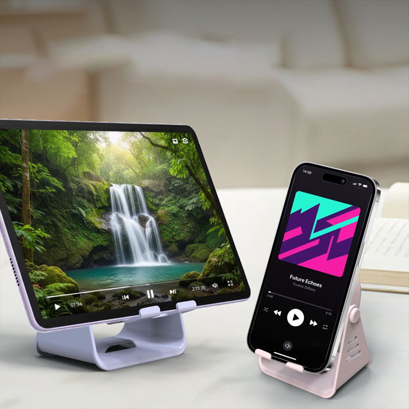 🔊 Soporte 2 en 1 con Altavoz de Audio por Inducción, Sonido 360° Compatible con Todos los Teléfonos y Tabletas
